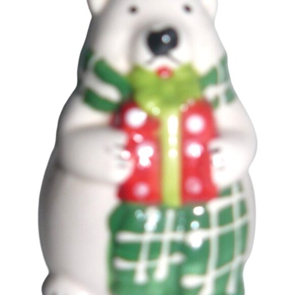 Polar Bear Salt & Pepper Shakers Christmas Ceramic MCM Vintage w Stoppers - Picture 5 of 6